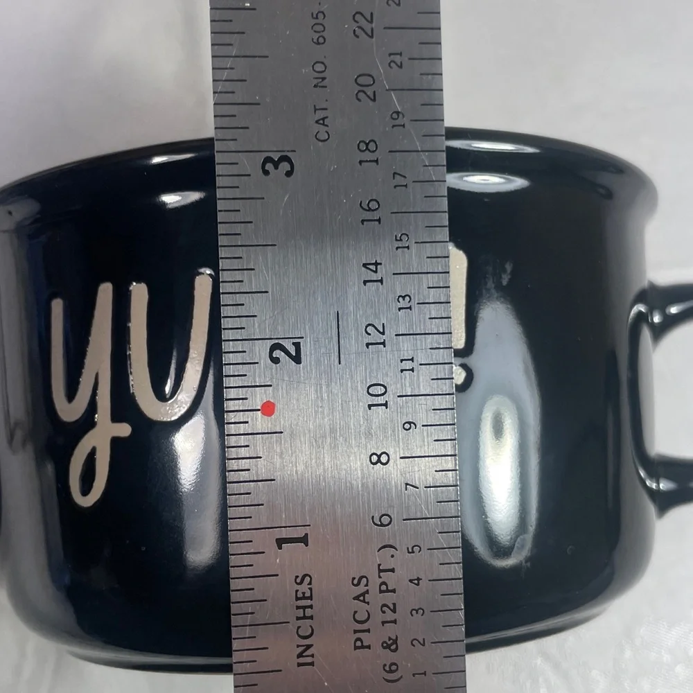 YUM! Black Ceramic Soup Bowl with Handles 7 1/2” L X 3” H NWOT